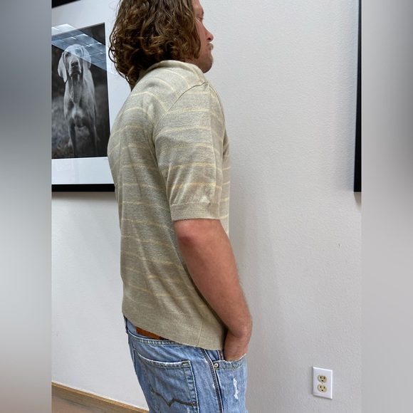 Vintage Z Barrage M Linen Blend Striped Collared Pullover Sweater - Picture 4 of 7